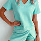 Mineral Wash V-Neck Tee & Skort Set