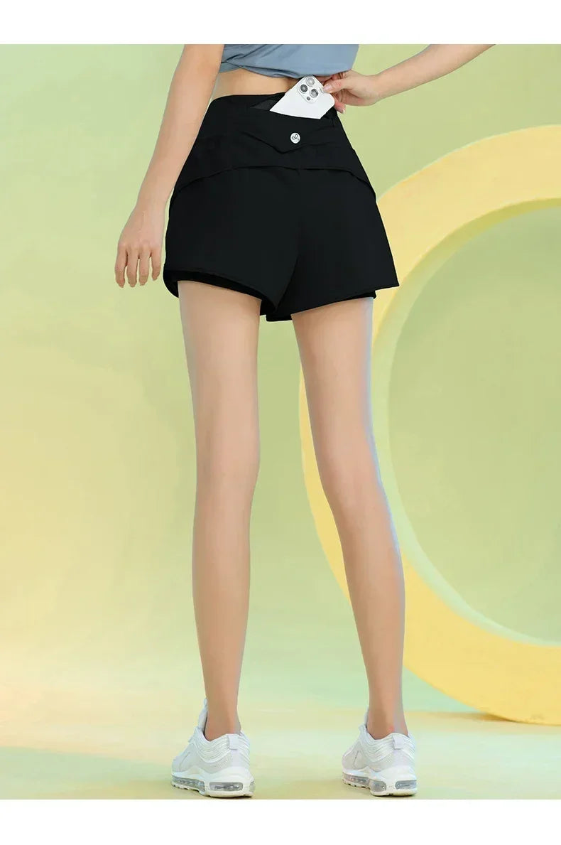 PHIGEER Yoga Shorts for Women Lightweight Gym Cycling Workout Shorts with Pocket Breathable Running Sweatpants Athletic Clothes