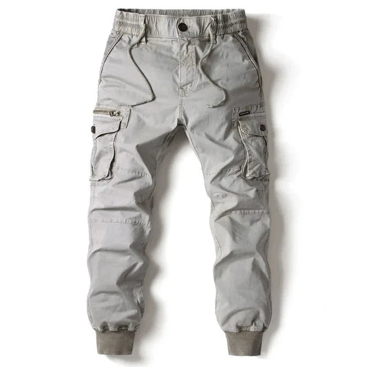 Cargo Pants for Men Cotton Full Length Tactical Military Cargo Trousers Gray