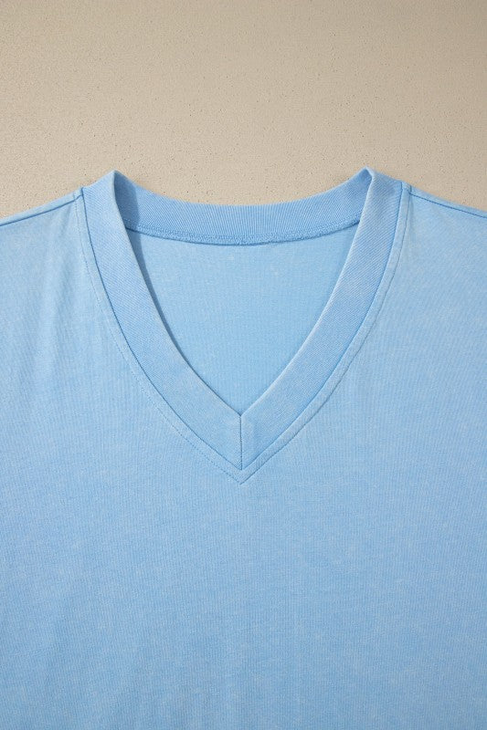 Mineral Wash V-Neck Tee & Skort Set