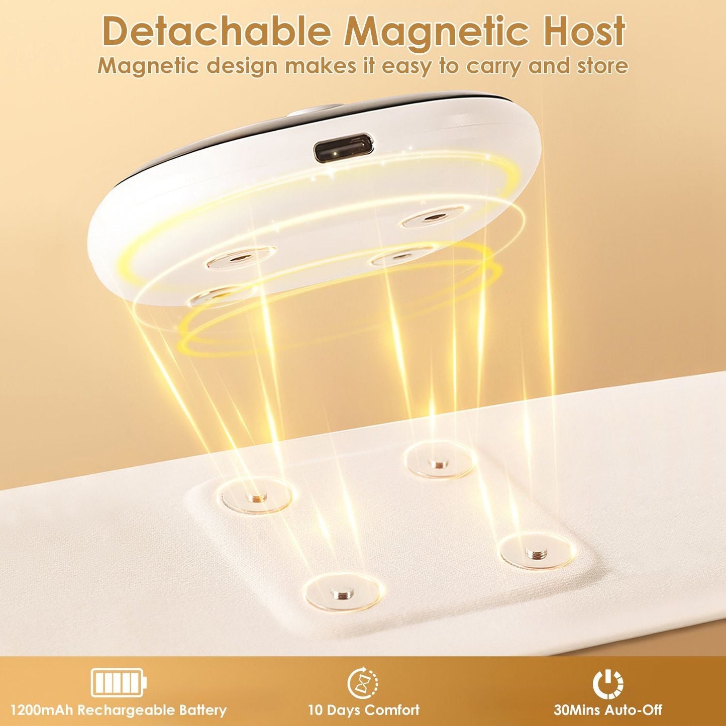 EMS Lower Back Massager Heating Pad Cordless Heating Pad for Back Belly Waist with Remote Magnetic Host 8 Modes 19 Intensity Levels 3 Heating Levels